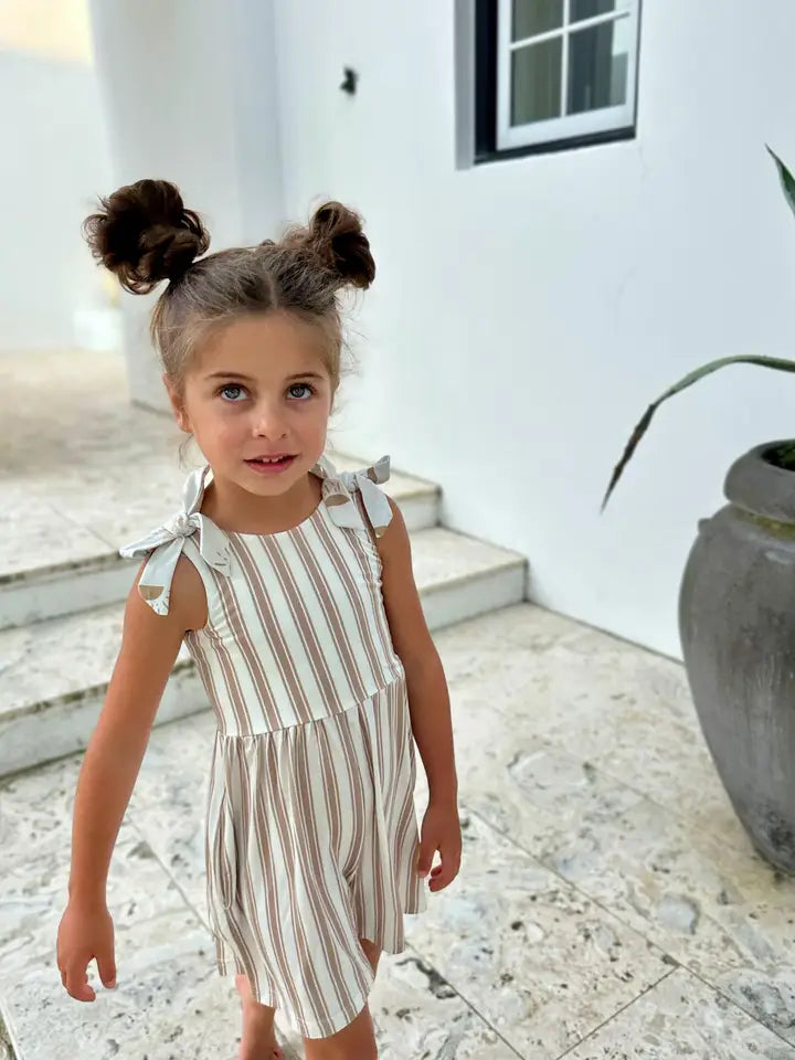 Rita Shortie Romper (Ash Stripe)