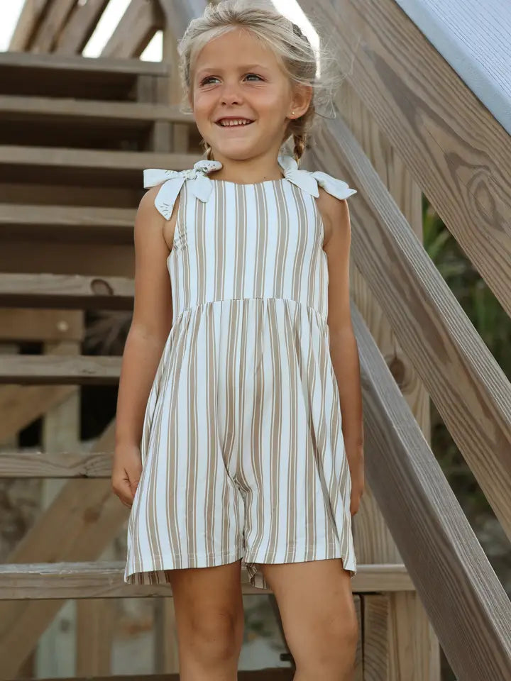 Rita Shortie Romper (Ash Stripe)