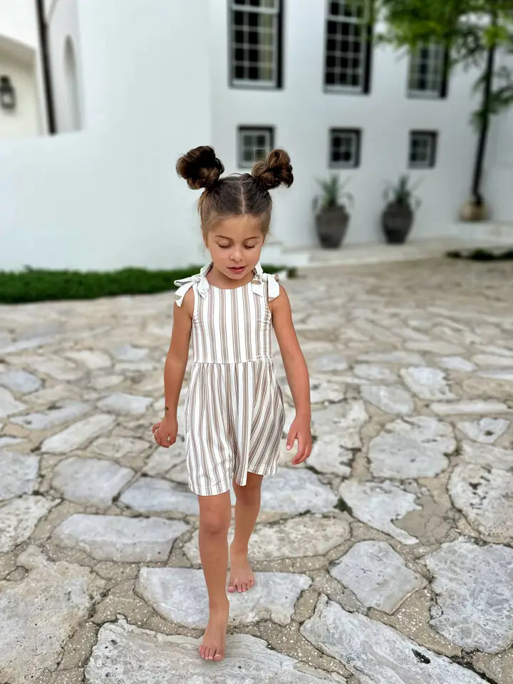 Rita Shortie Romper (Ash Stripe)