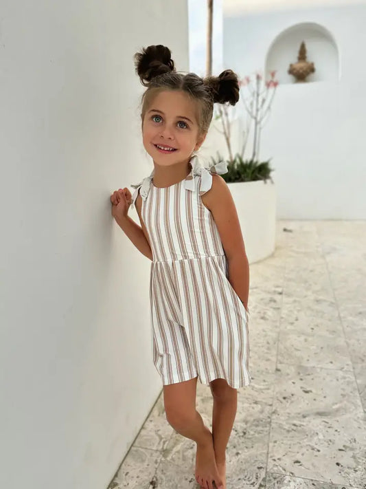 Rita Shortie Romper (Ash Stripe)